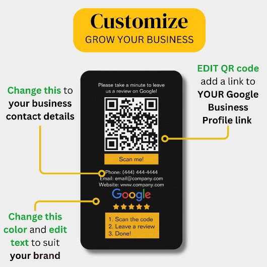 Google Review Business Cards with Logo and QR Code 名刺
