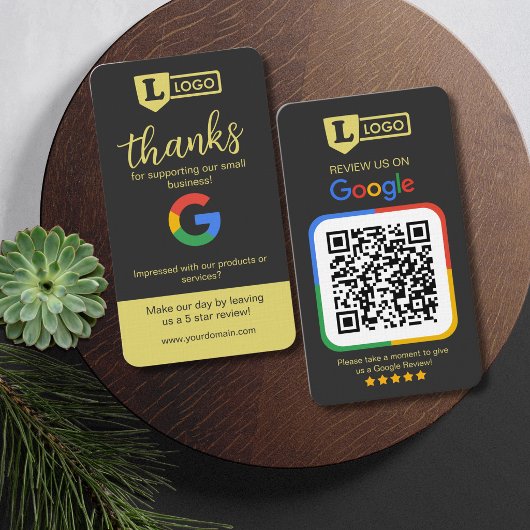 Google Review Business Cards with QR Code Charcoal 名刺