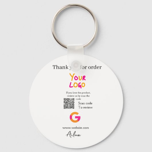 Google review business logo website scan QR code キーホルダー (正面)