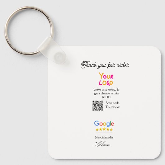 Google review business logo website scan QR code キーホルダー (正面)