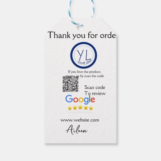 Google review business logo website scan QR code ギフトタグ (裏面)