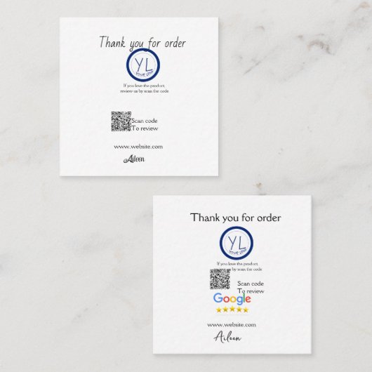 Google review business logo website scan QR code スクエア名刺 (正面/裏面)