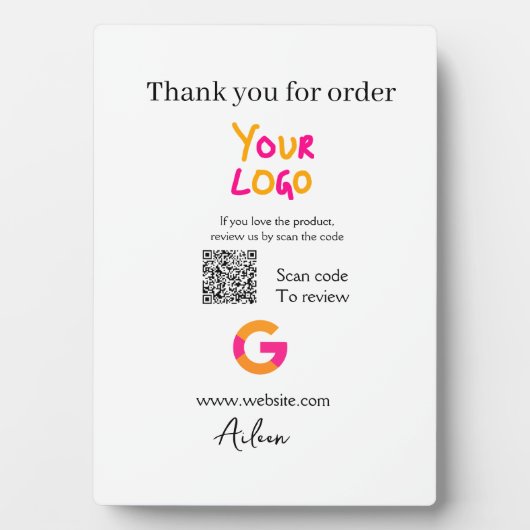 Google review business logo website scan QR code フォトプラーク (正面)