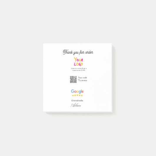 Google review business logo website scan QR code ポストイット (正面)