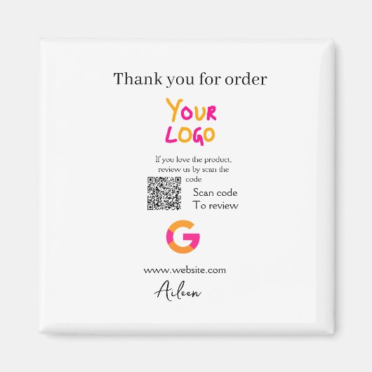 Google review business logo website scan QR code マグネット (正面)