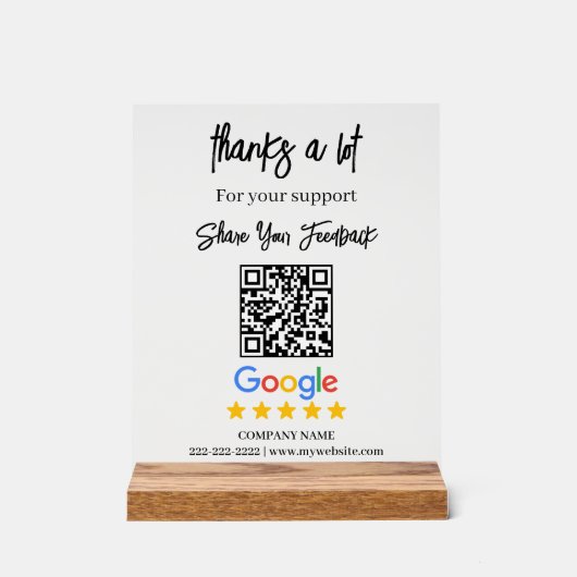 Google Review QR Business Acrylic Sign アクリルサイン (正面)