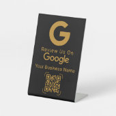 Google Review QR Code Black Gold Pedestal Sign 台座サイン (正面)