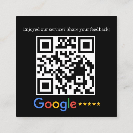 Google Review QR Code Black Square スクエア名刺 (裏面)