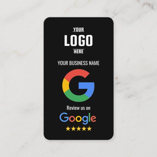 Google Review QR Code Business Card - Black  名刺 (正面)