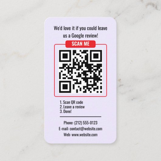 Google Review QR Code Business Card Template 名刺 (裏面)
