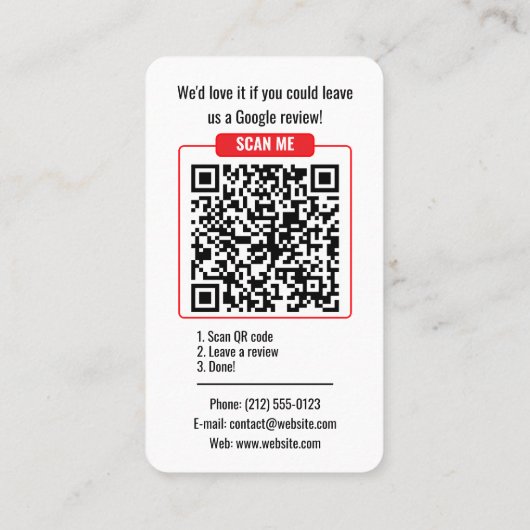 Google Review QR Code Business Card Template 名刺 (裏面)