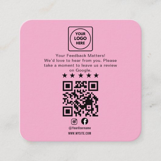 Google Review QR Code Business Note Card エンクロージャーカード (正面)