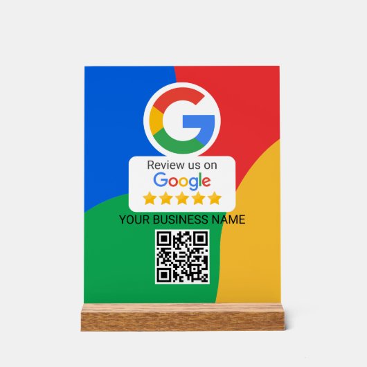 Google Review QR Code Colorful Business アクリルサイン (正面)
