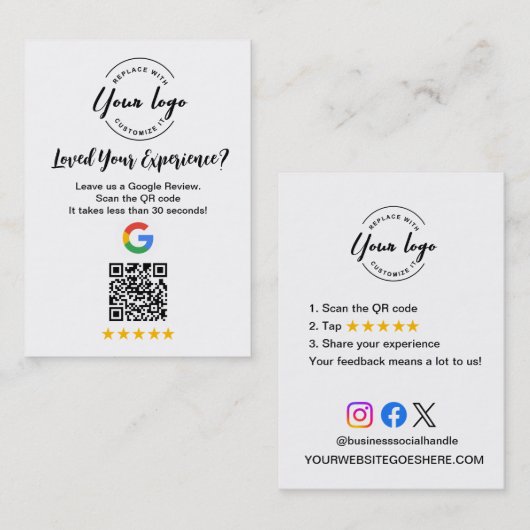 Google Review QR Code Customer Feedback request 名刺 (正面/裏面)