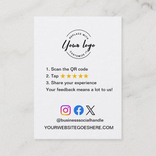 Google Review QR Code Customer Feedback request 名刺 (裏面)