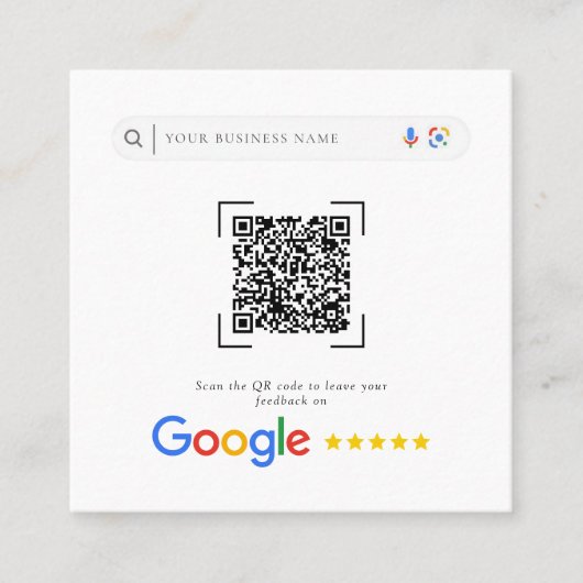 Google Review QR Code social Media Promotional スクエア名刺 (正面)