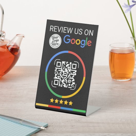 Google Review QR Code with Stars Black 台座サイン (インサイチュ)