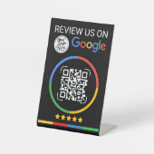 Google Review QR Code with Stars Black 台座サイン (正面)
