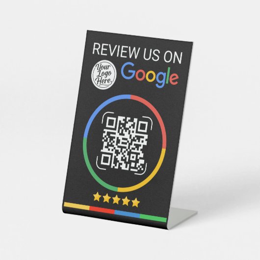 Google Review QR Code with Stars Black 台座サイン (正面)