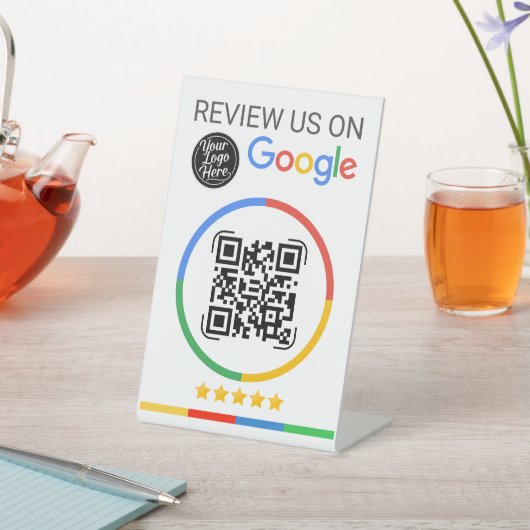 Google Review QR Code with Stars White 台座サイン (インサイチュ)