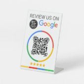 Google Review QR Code with Stars White 台座サイン (正面)