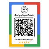 Google Review Request Card  with Logo and QR Code テーブルナンバー (正面)