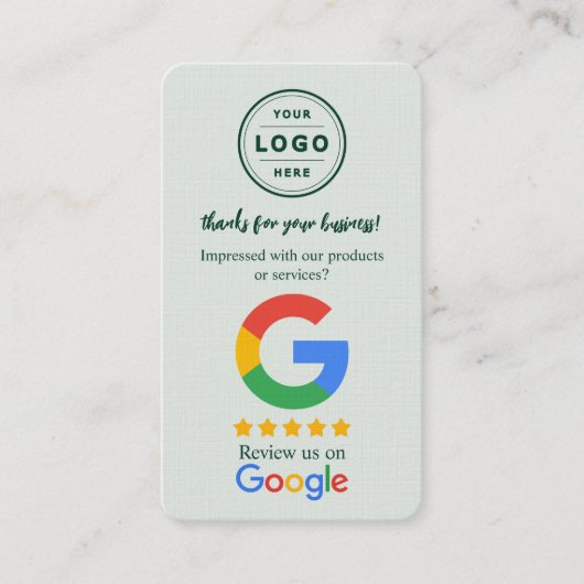 Google Review Request Card  with Logo and QR Code  名刺 (正面)