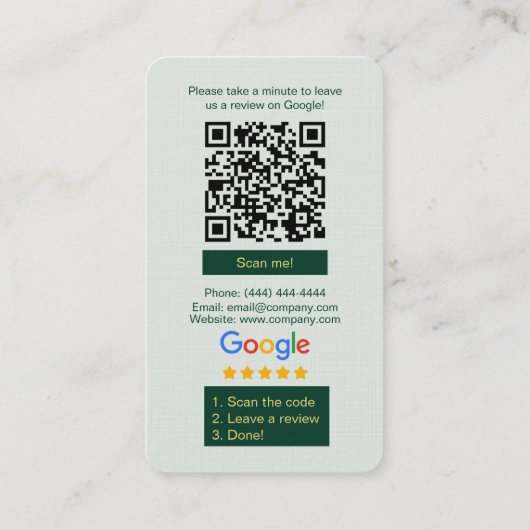 Google Review Request Card  with Logo and QR Code  名刺 (裏面)