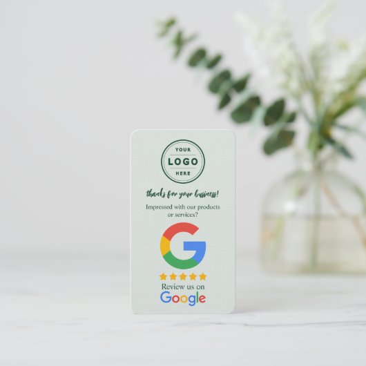 Google Review Request Card  with Logo and QR Code  名刺 (スタンド正面)