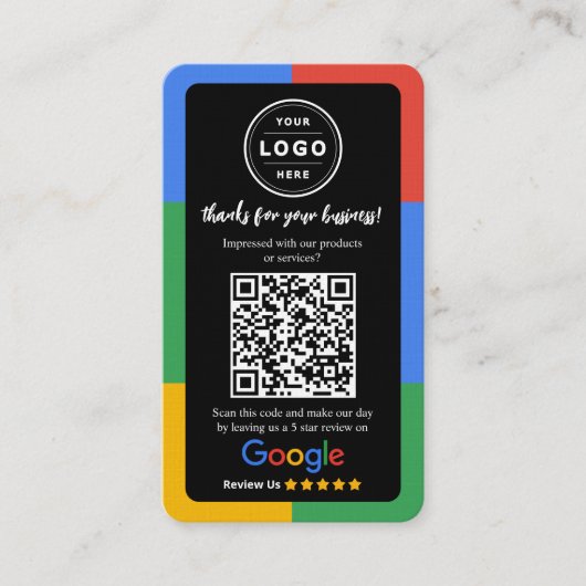 Google Review Request Card  with Logo and QR Code 名刺 (正面)