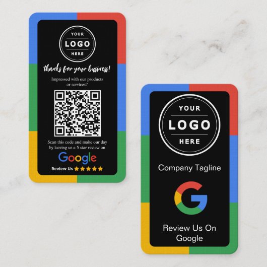Google Review Request Card  with Logo and QR Code 名刺 (正面/裏面)