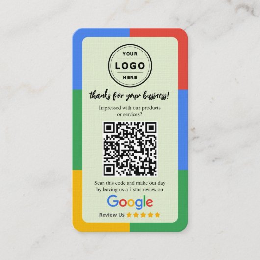 Google Review Request Card  with Logo and QR Code 名刺 (正面)