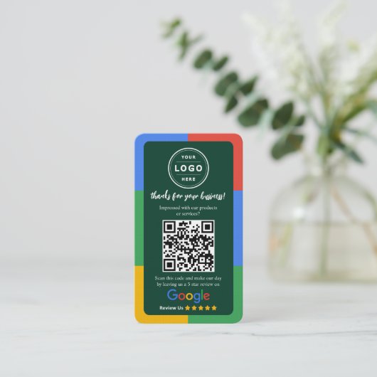 Google Review Request Card  with Logo and QR Code 名刺 (スタンド正面)