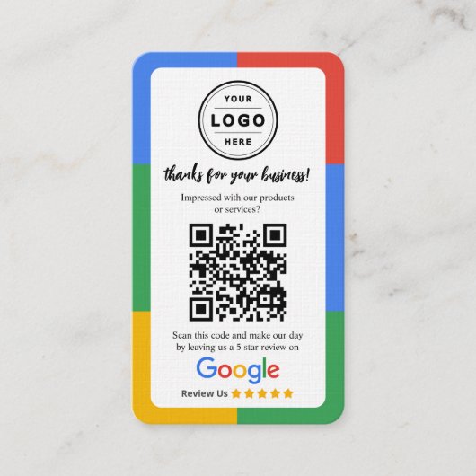 Google Review Request Card with Logo and QR Code 名刺 (正面)