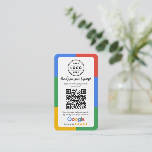 Google Review Request Card with Logo and QR Code 名刺 (スタンド正面)