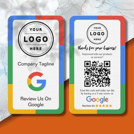 Google Review Request Card  with Logo and QR Code 名刺