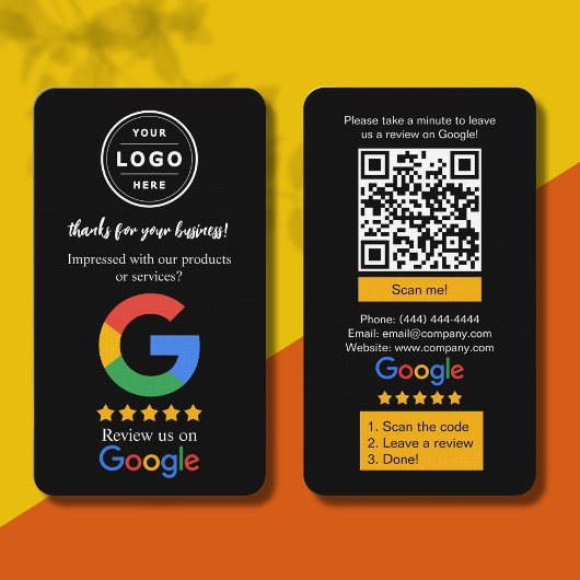 Google Review Request Card with Logo and QR Code 名刺