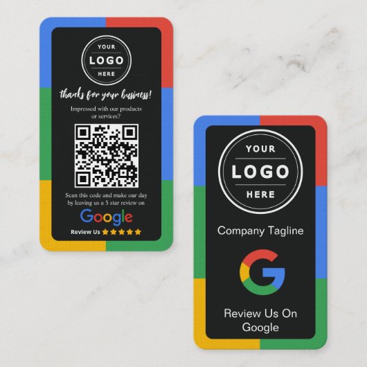 Google Review Request Card  with Logo and QR Code 名刺 (正面/裏面)