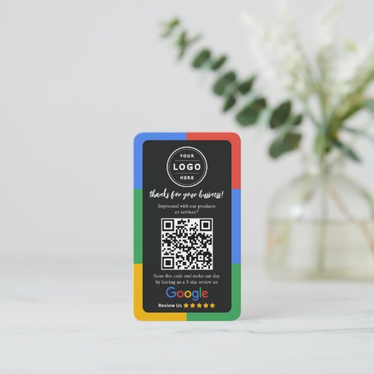 Google Review Request Card  with Logo and QR Code 名刺 (スタンド正面)