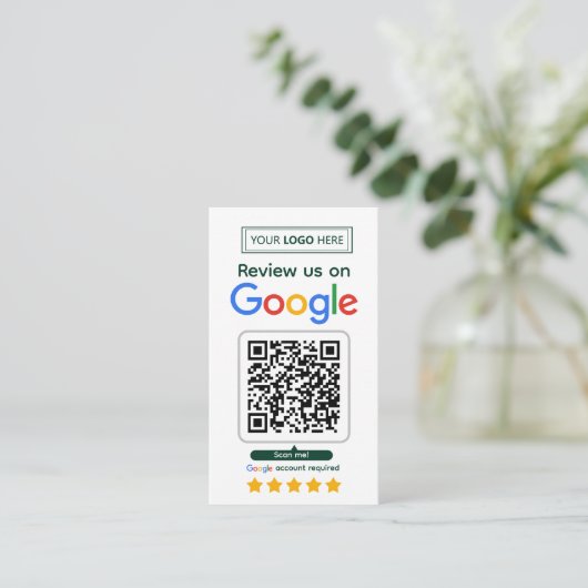 Google Review Request Card with Logo and QR Code 名刺 (スタンド正面)
