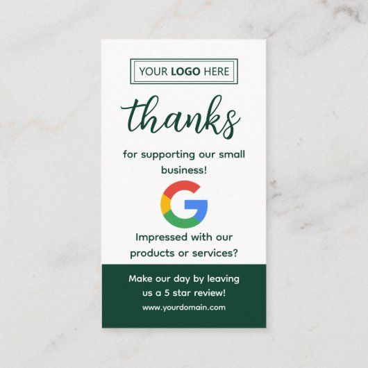 Google Review Request Card with Logo and QR Code 名刺 (裏面)