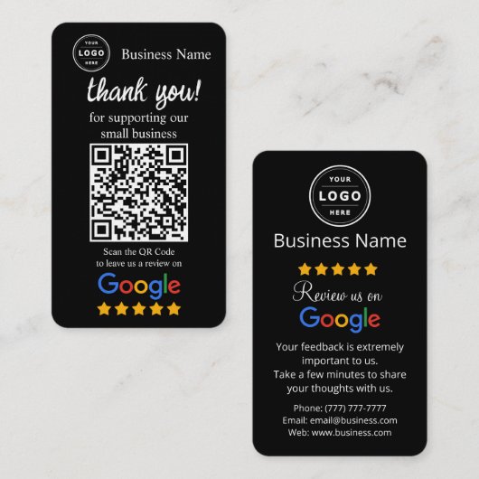 Google Review Request Card with QR code 名刺 (正面/裏面)