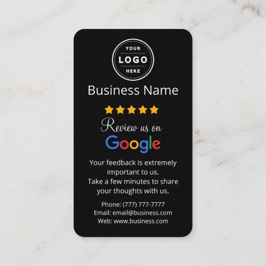 Google Review Request Card with QR code 名刺 (裏面)