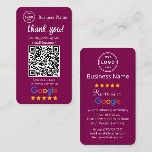 Google Review Request Card with QR code 名刺 (正面/裏面)