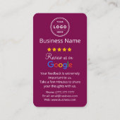 Google Review Request Card with QR code 名刺 (裏面)