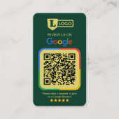 Google Review Request Card with QR Code Emerald 名刺 (正面)