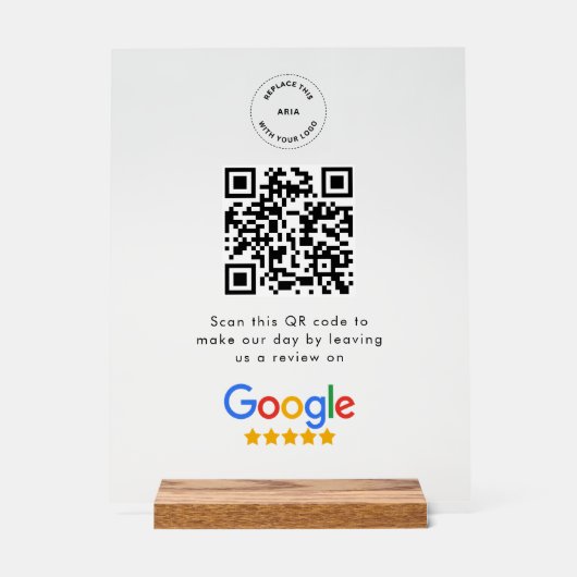 Google Review Request | QR Code Business Logo アクリルサイン (正面)
