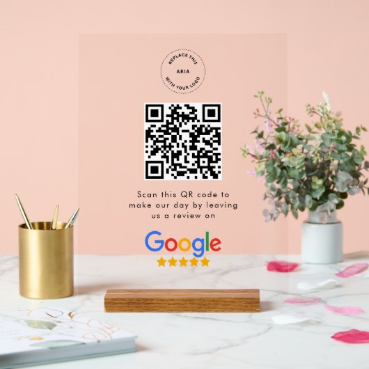 Google Review Request | QR Code Business Logo アクリルサイン (ウェディング)