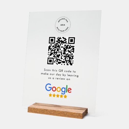 Google Review Request | QR Code Business Logo アクリルサイン (傾斜)