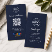 Google Review us Business Thank You QR Code Navy 名刺